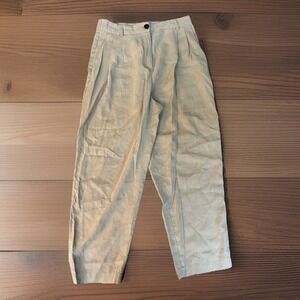 H&M Divided Womens Wide Leg Pleated Trousers Camel Tan High Rise Pants Size 8